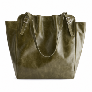 Buckle-Strap Leather Tote
